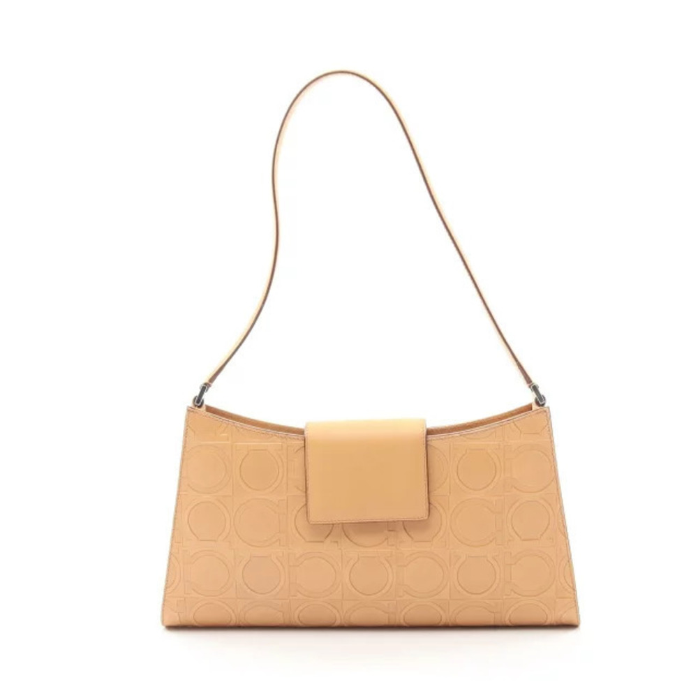 Salvatore Ferragamo Gancini Shoulder Bag Leather Beige Cream